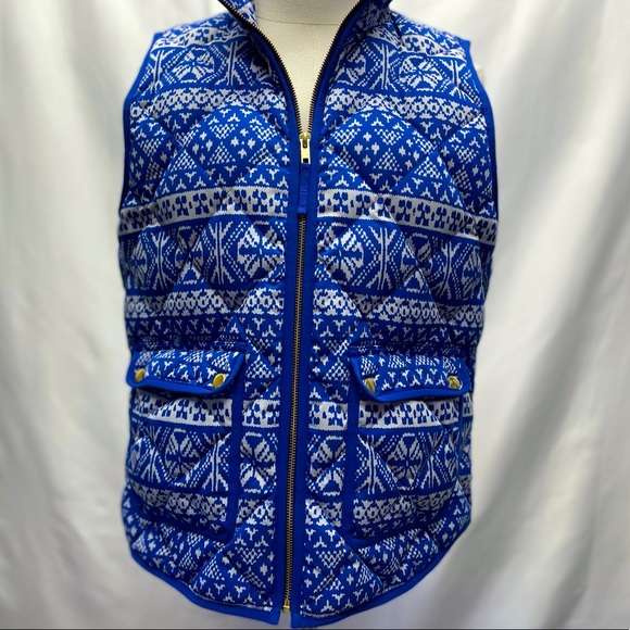 J.Crew Excursion Vest in Fair Isle Blue Sz Medium - Picture 2 of 11
